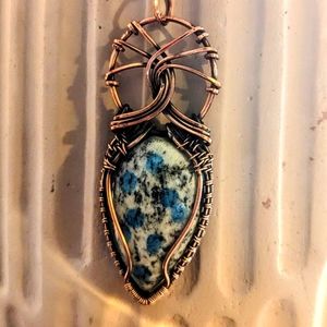 K2 Jasper Gemstone pendant copper wire wrapped